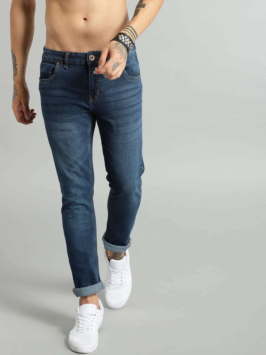 roadster men blue skinny fit mid-rise clean look stretchable jeans