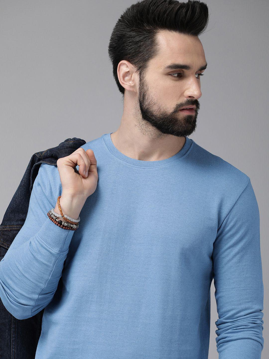 roadster men blue solid sweatshirt