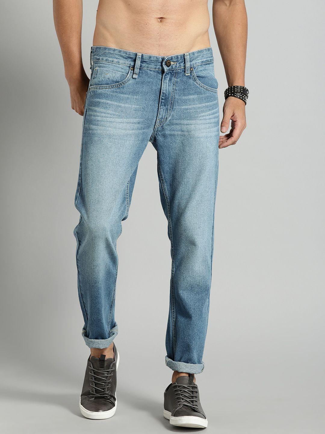 roadster men blue tapered fit mid-rise clean look jeans