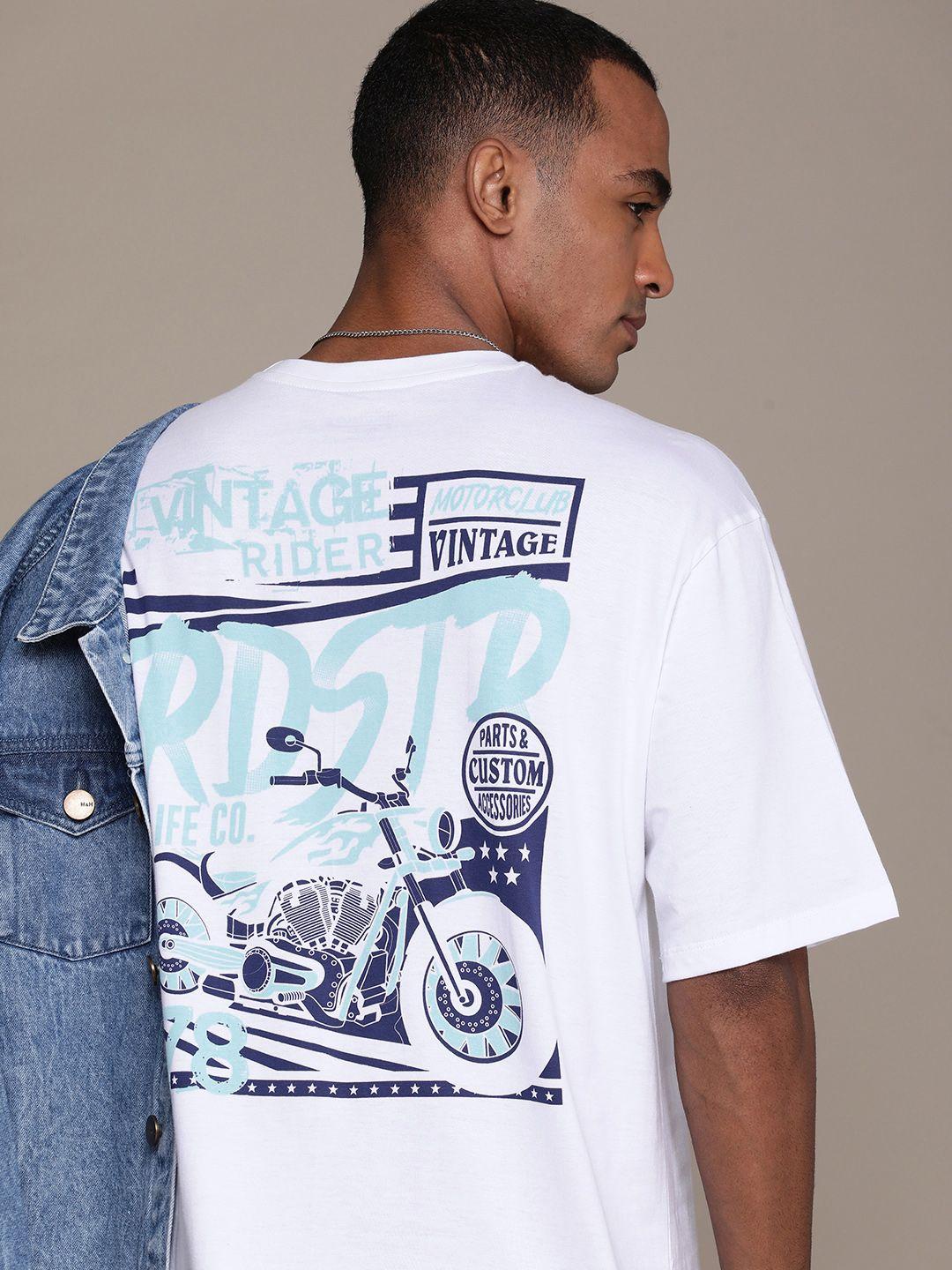 roadster men brand logo printed pure cotton t-shirt