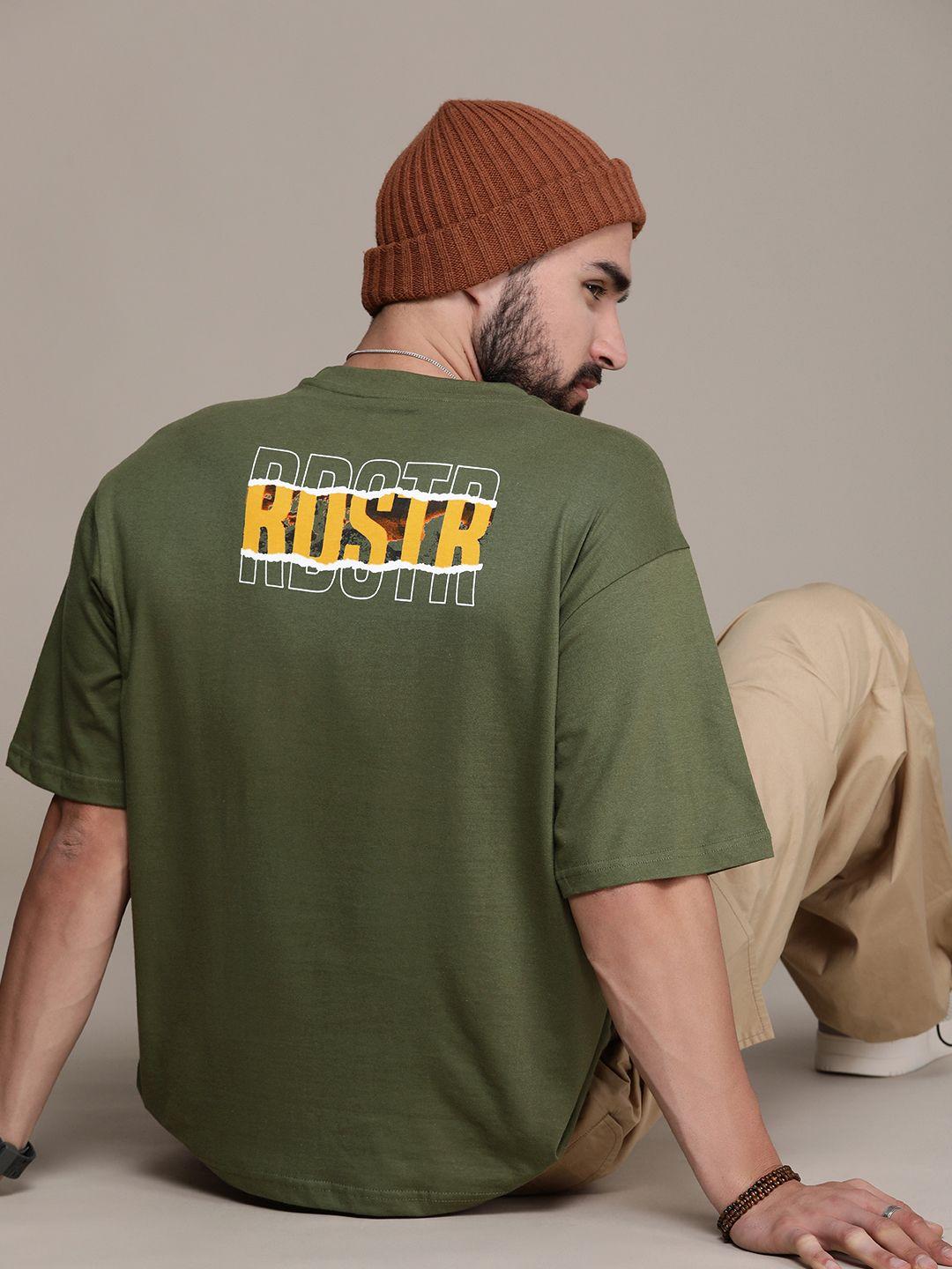 roadster men brand logo printed pure cotton t-shirt