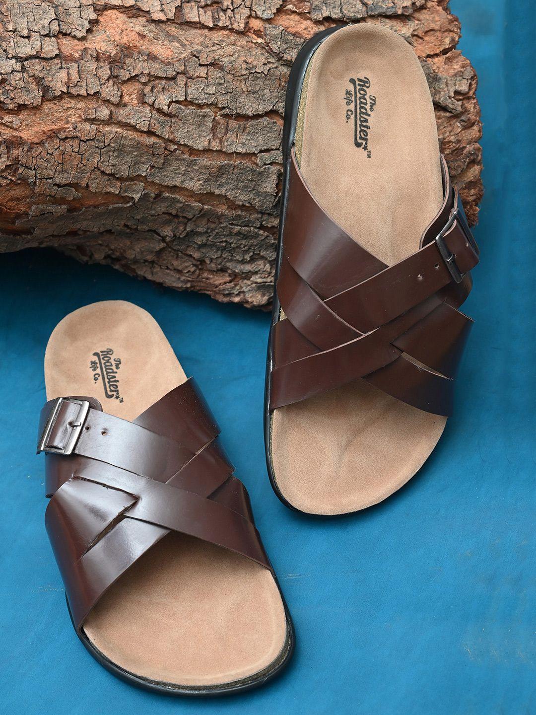 roadster men brown & beige ethnic comfort sandals