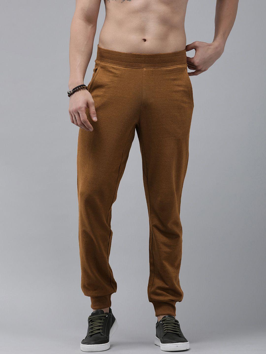 roadster men brown solid joggers