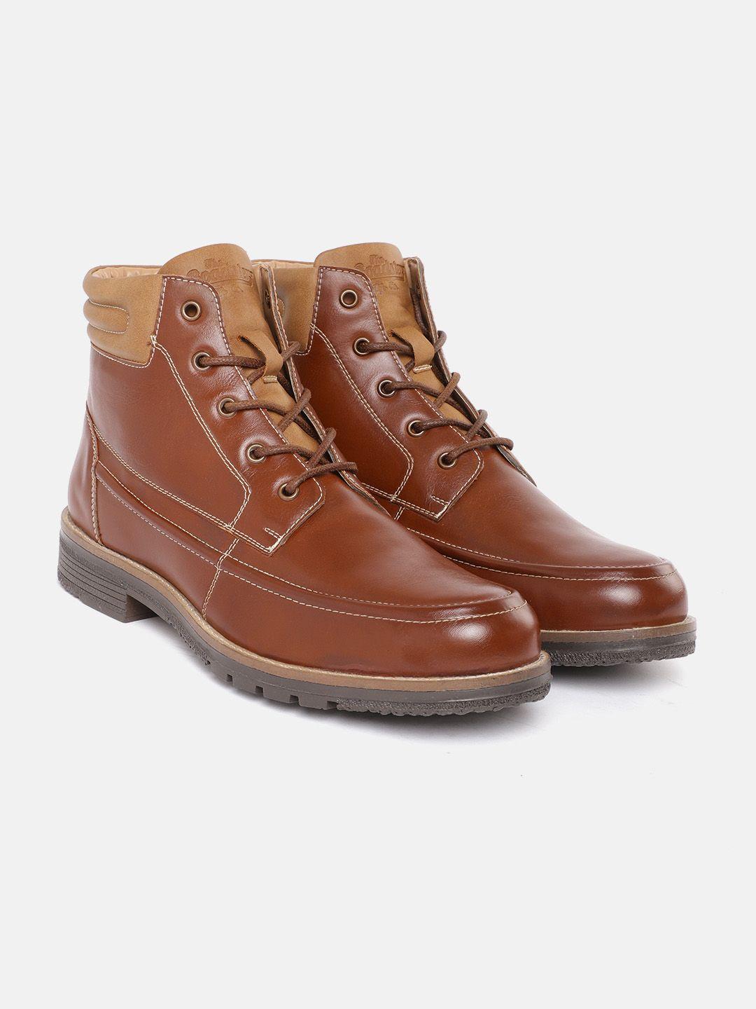 roadster men brown solid mid-top regular boots