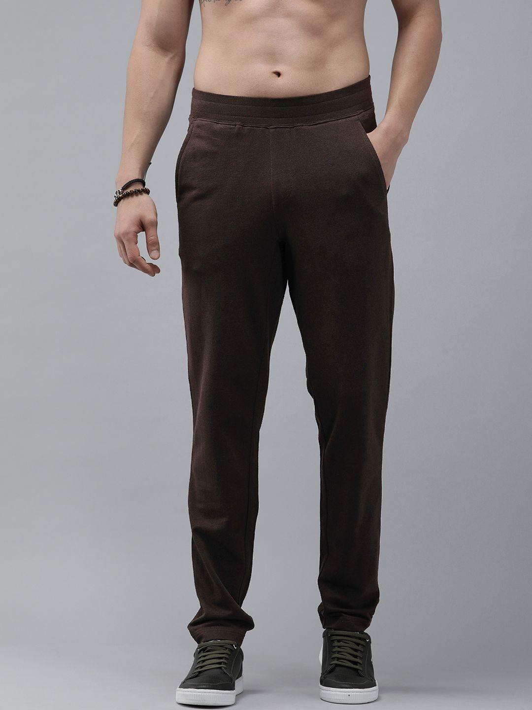 roadster men brown solid track pants