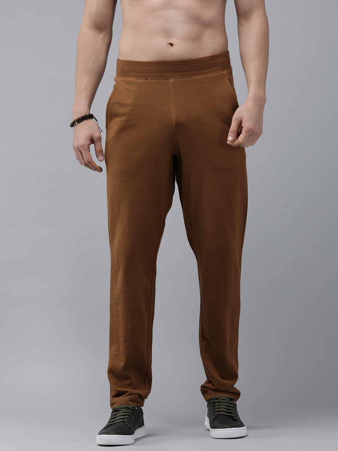 roadster men brown solid track pants