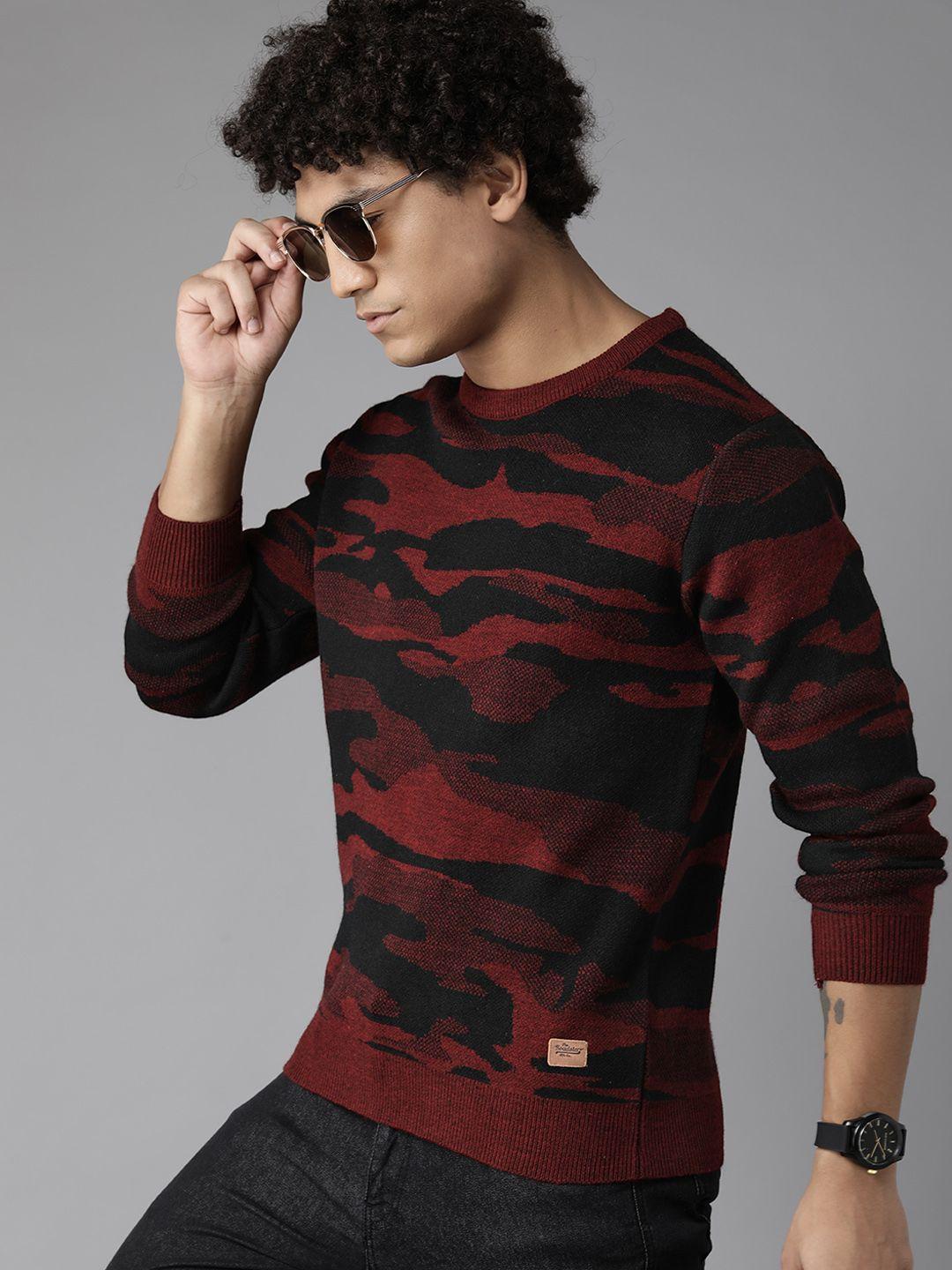 roadster men camouflage printed pullover