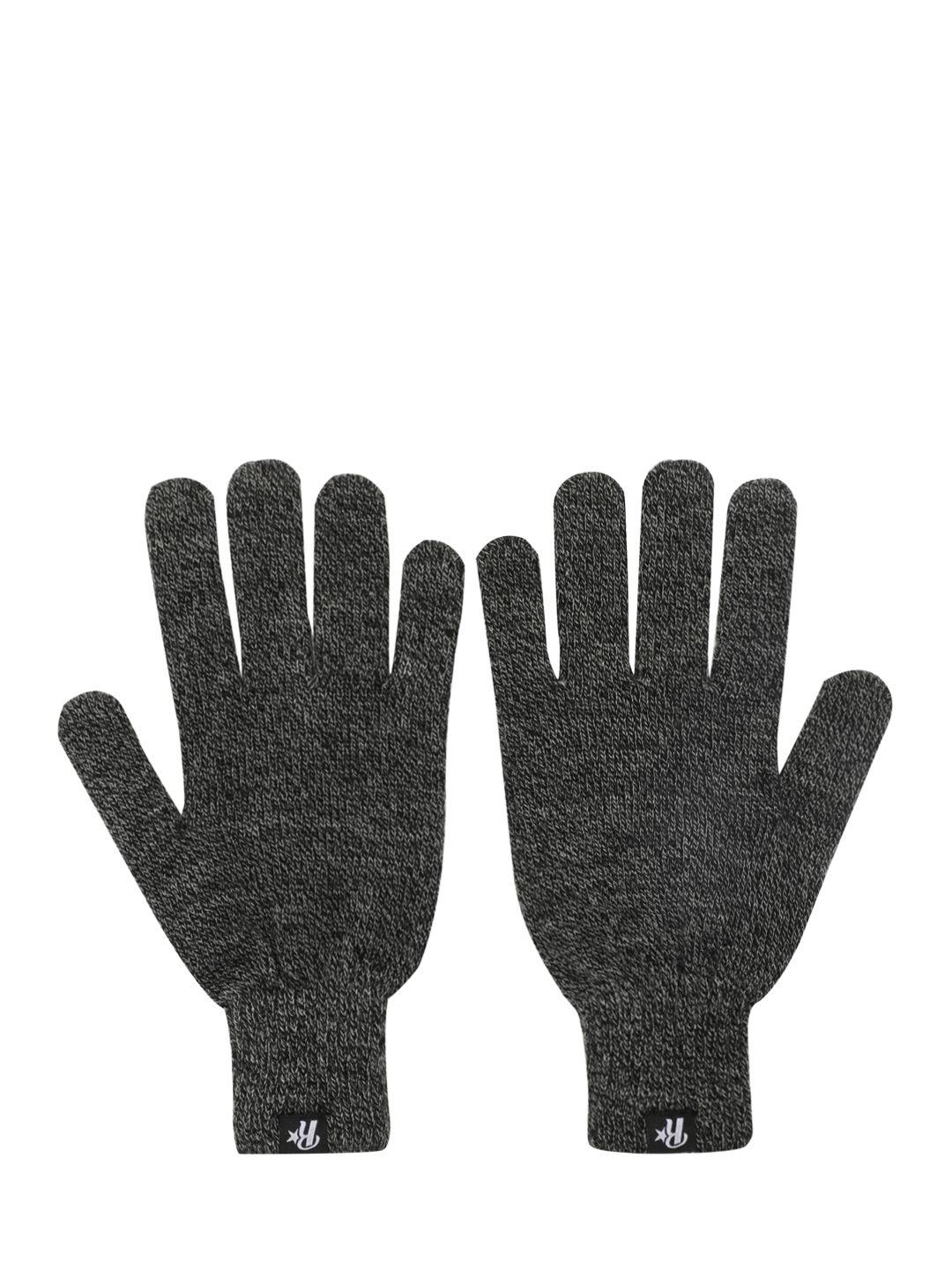 roadster men charcoal black acrylic gloves