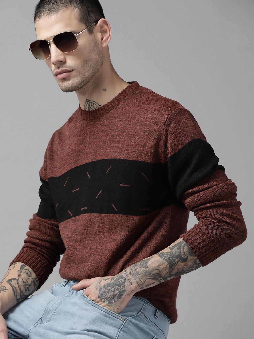 roadster men colourblocked pullover