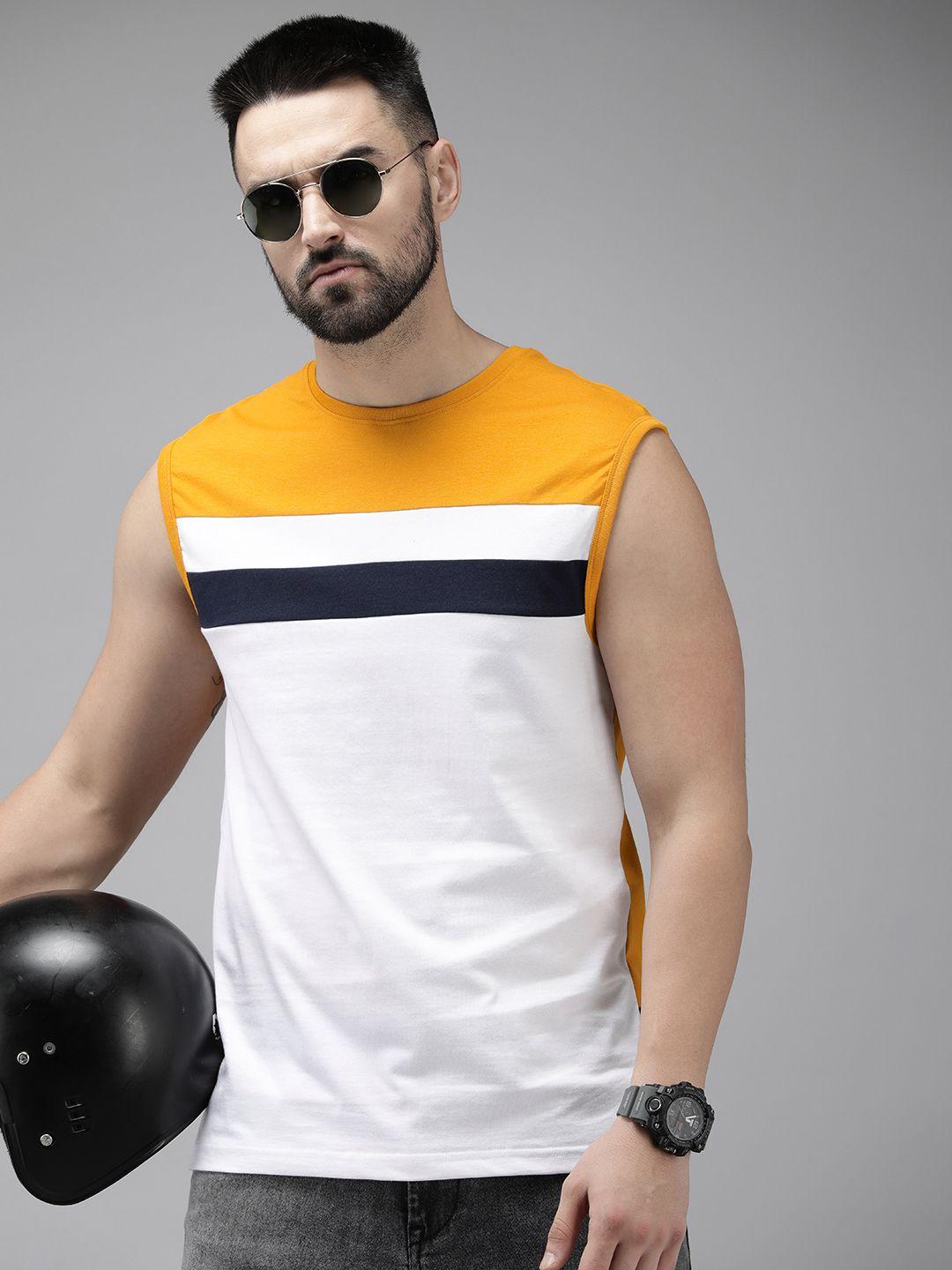 roadster men colourblocked pure cotton t-shirt