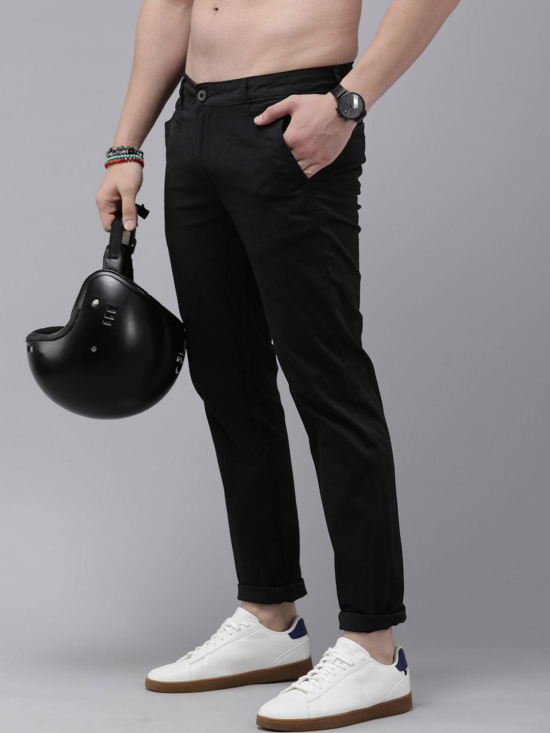 roadster men comfort regular fit chinos trousers