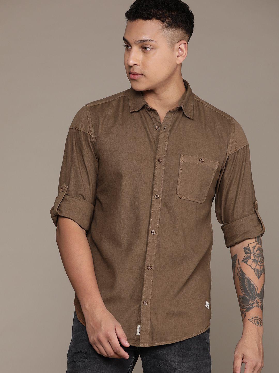 roadster men comfort solid regular fit casual shirt