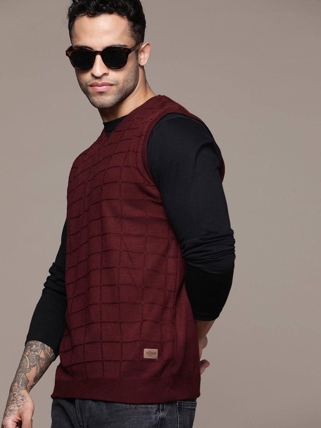 roadster men geometric design pullover sweater vest