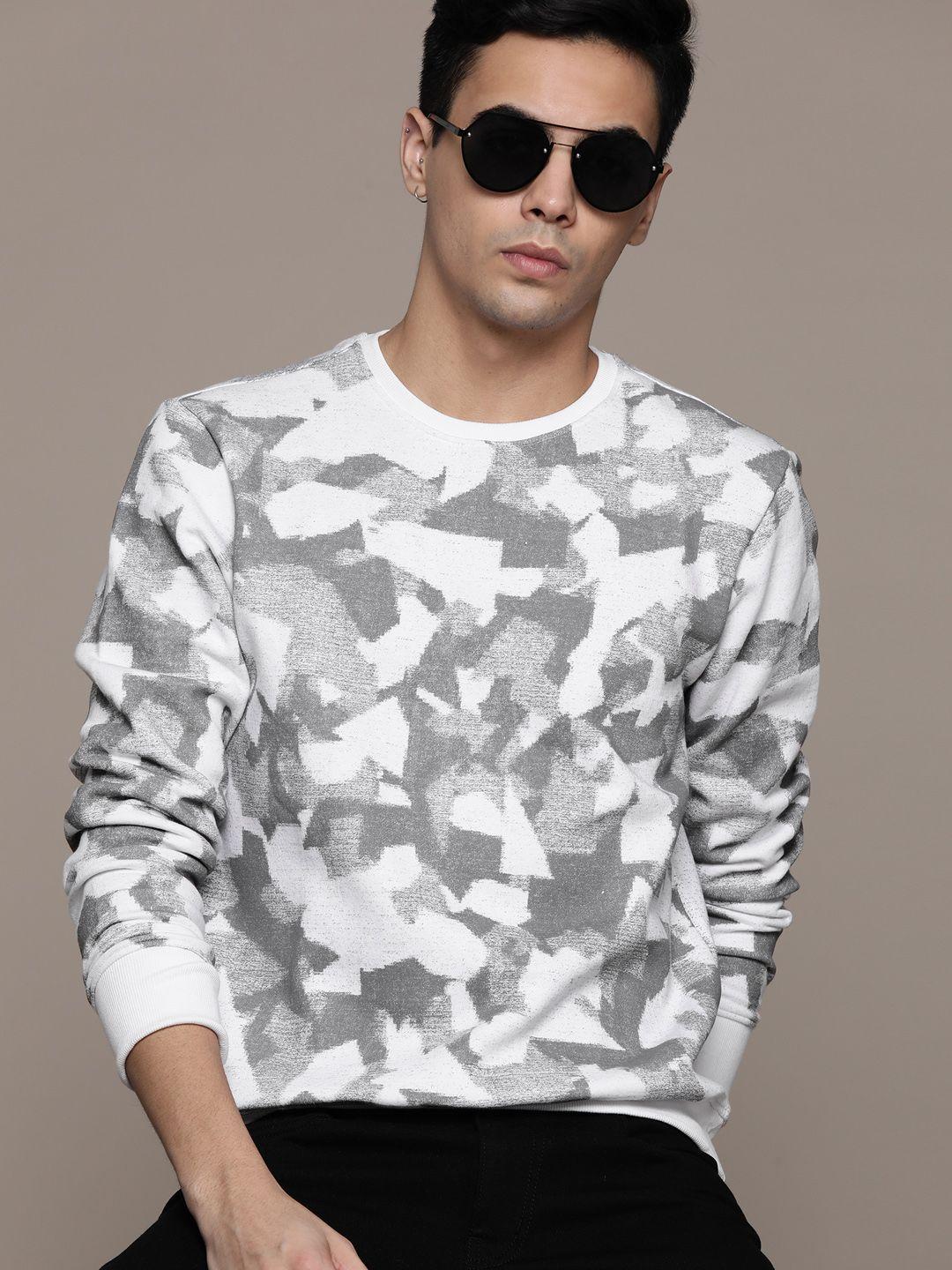 roadster men geometric printed sweatshirt