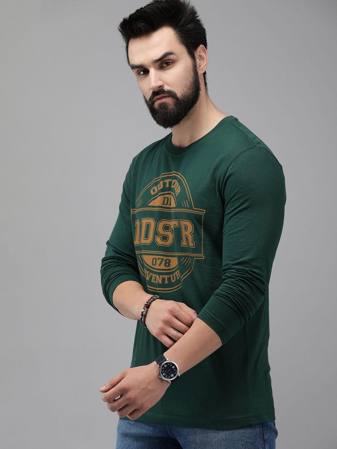 roadster men green printed t-shirt