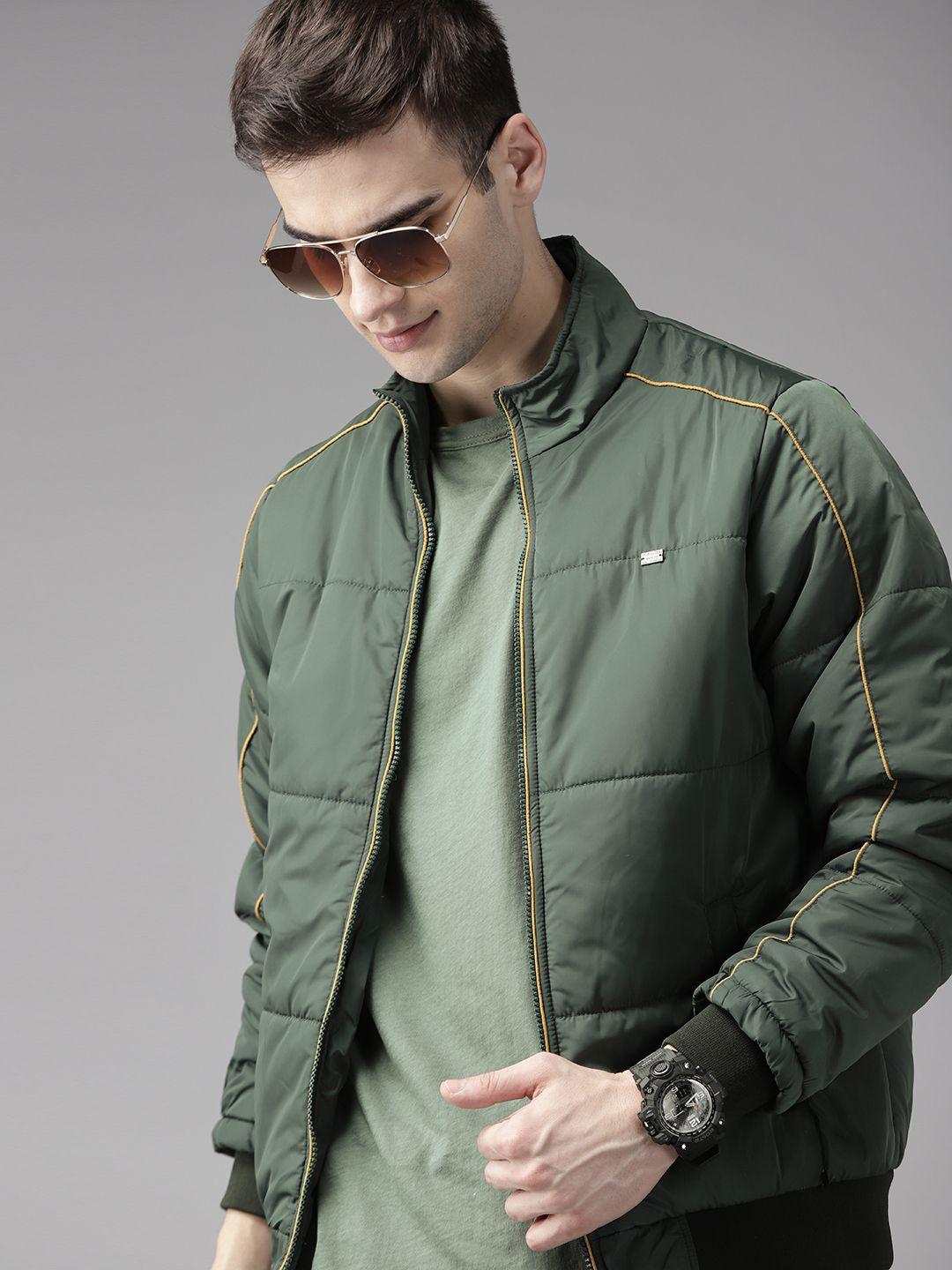 roadster men green varsity jacket