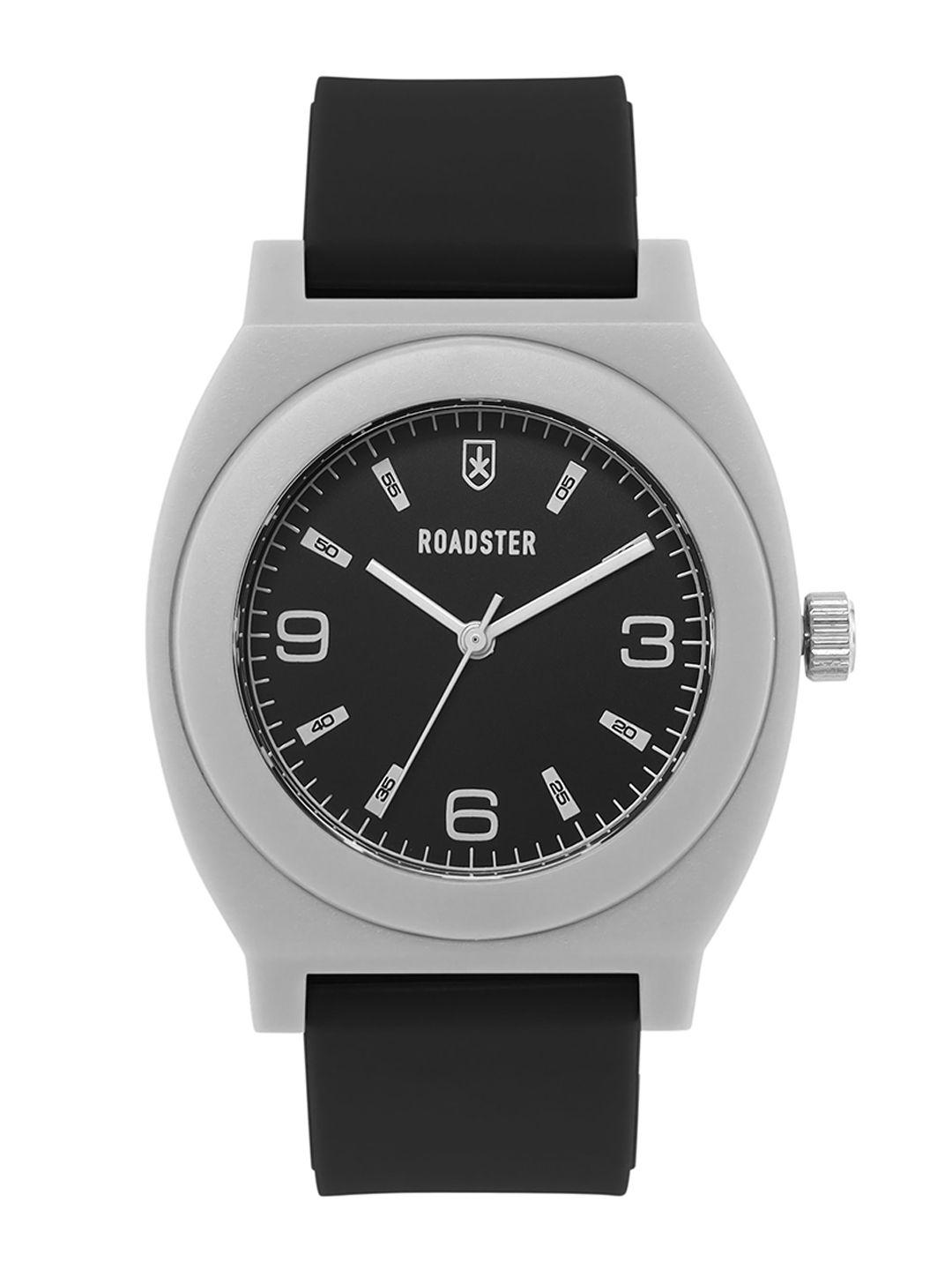 roadster men grey & black round analogue watch
