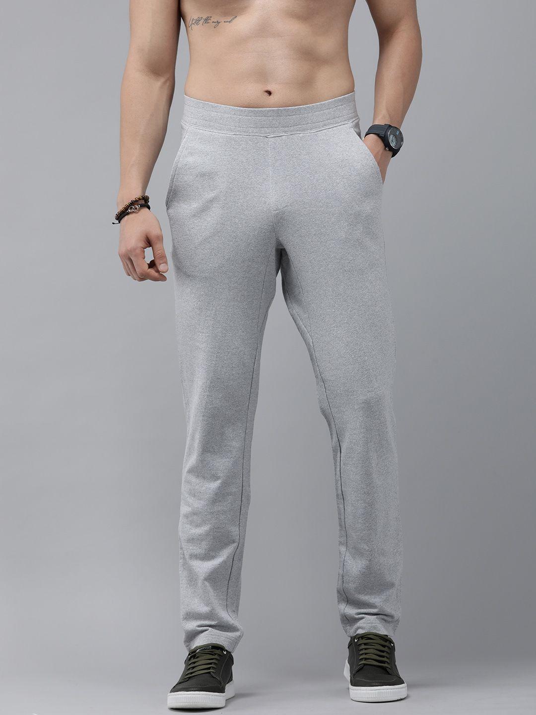 roadster men grey melange solid track pants