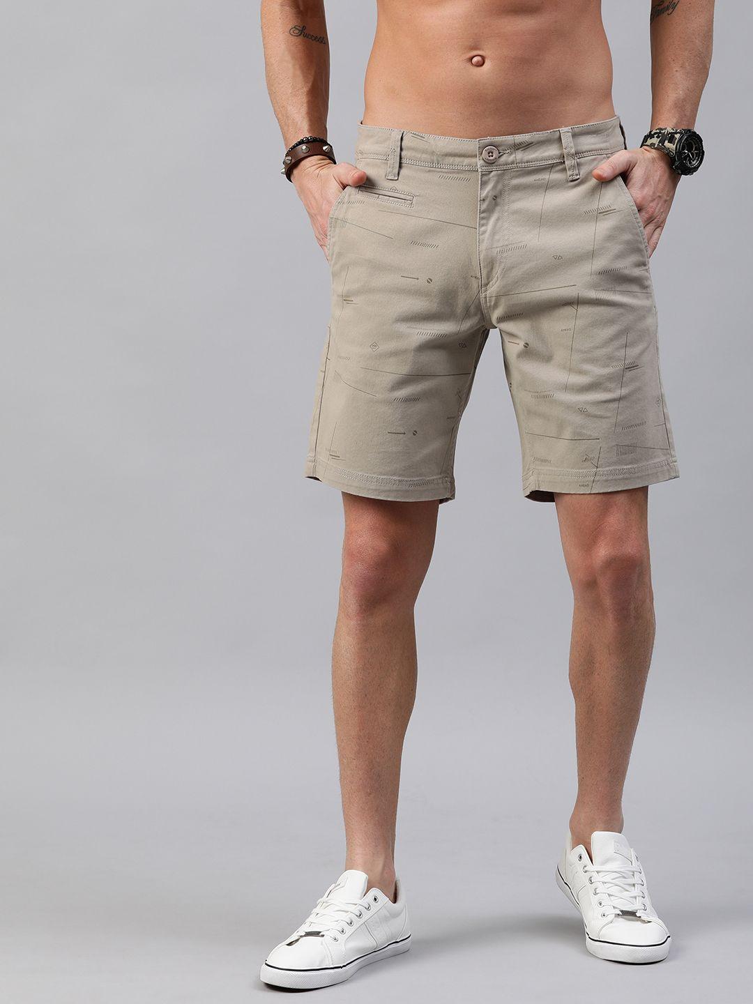 roadster men grey printed regular fit shorts