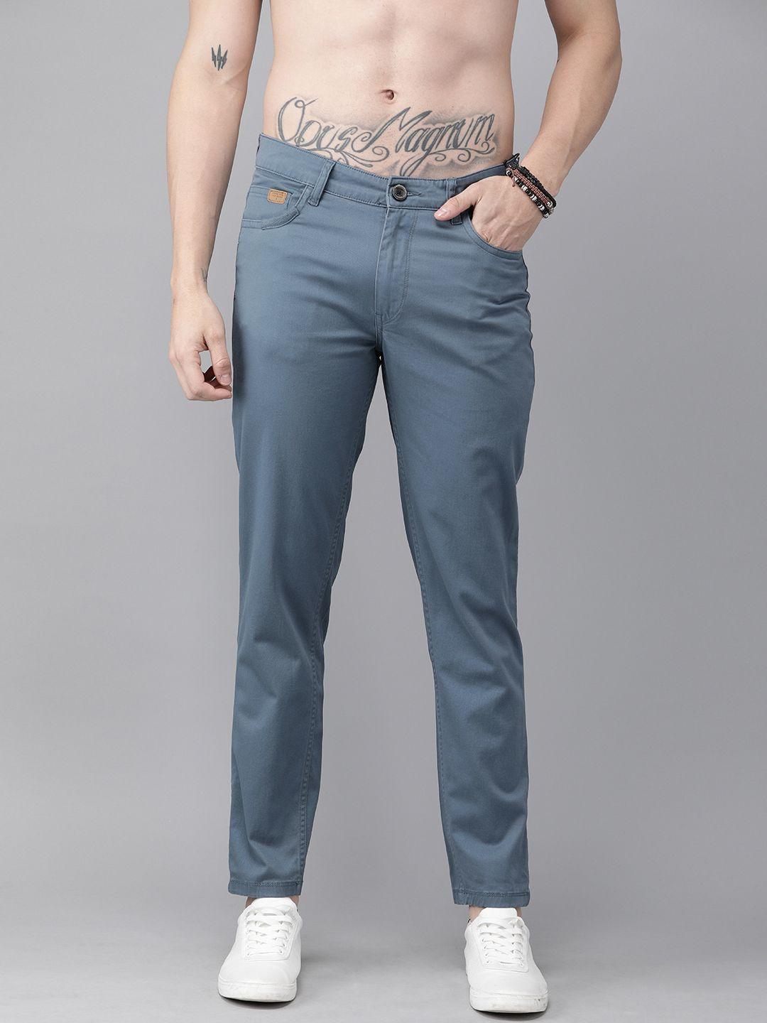 roadster men grey regular fit solid chinos