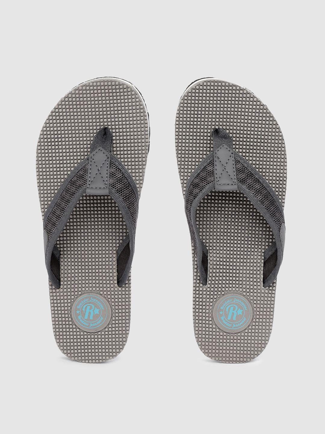 roadster men grey textured thong flip-flops