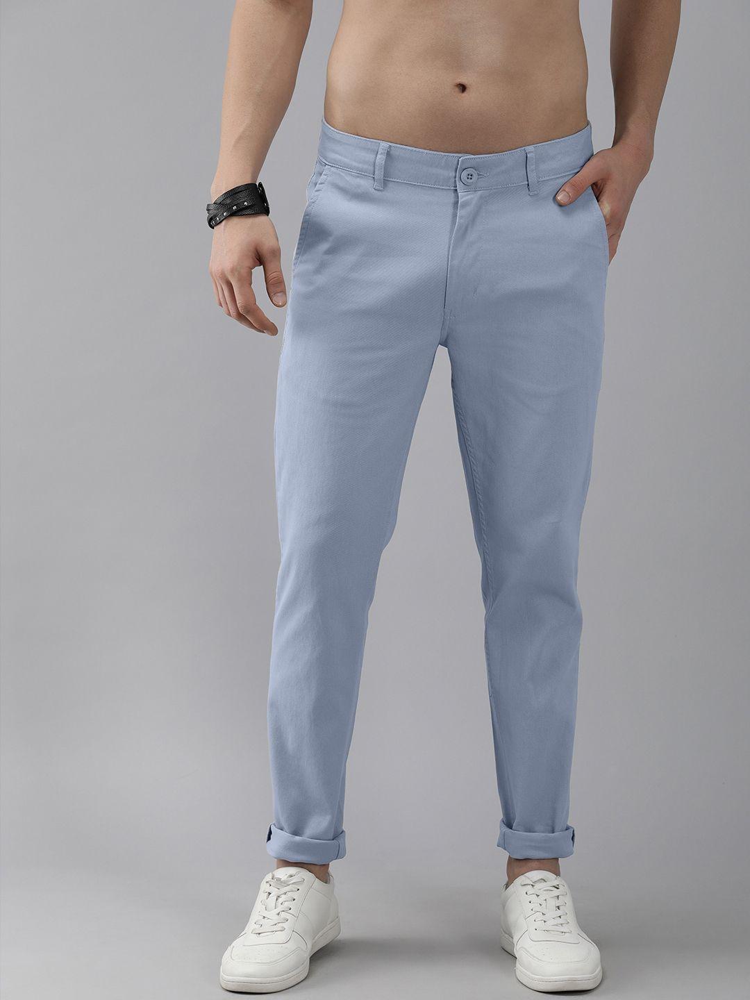 roadster men light blue skinny fit trousers