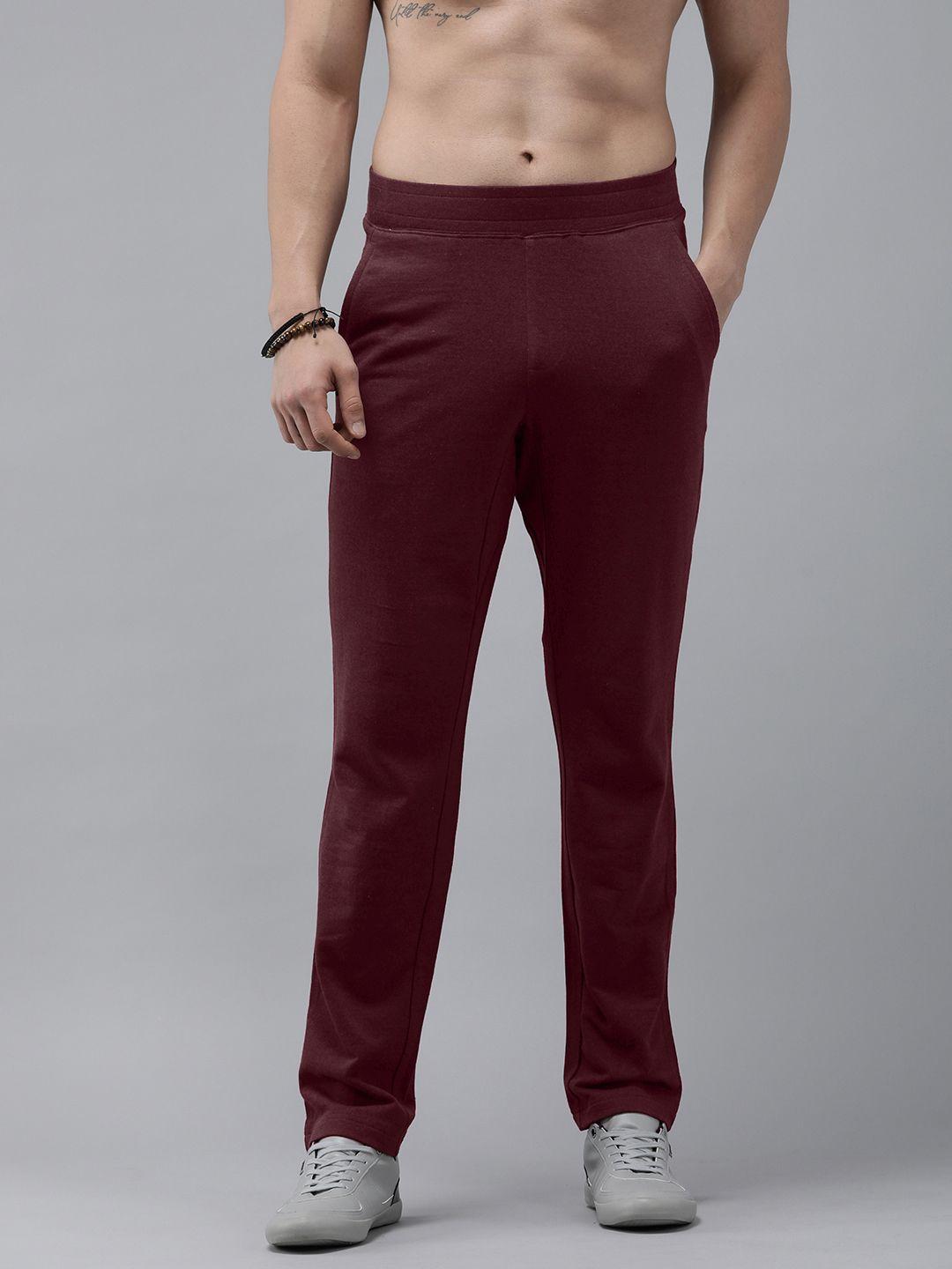 roadster men maroon solid track pants