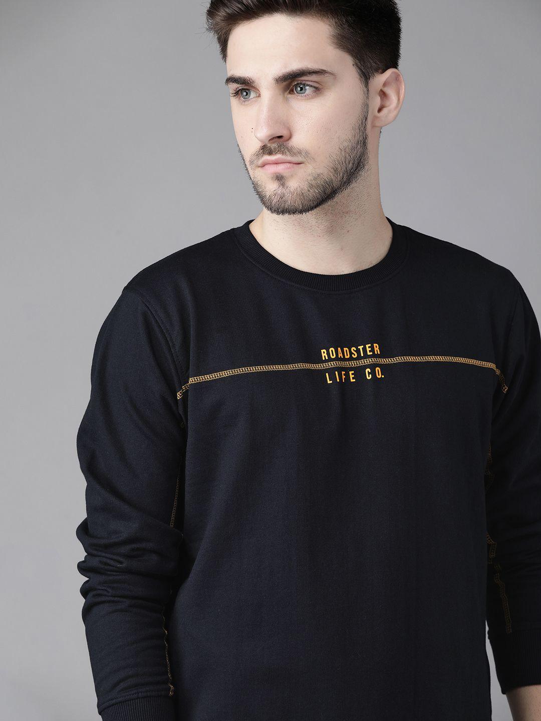 roadster men navy blue printed detail sweatshirt