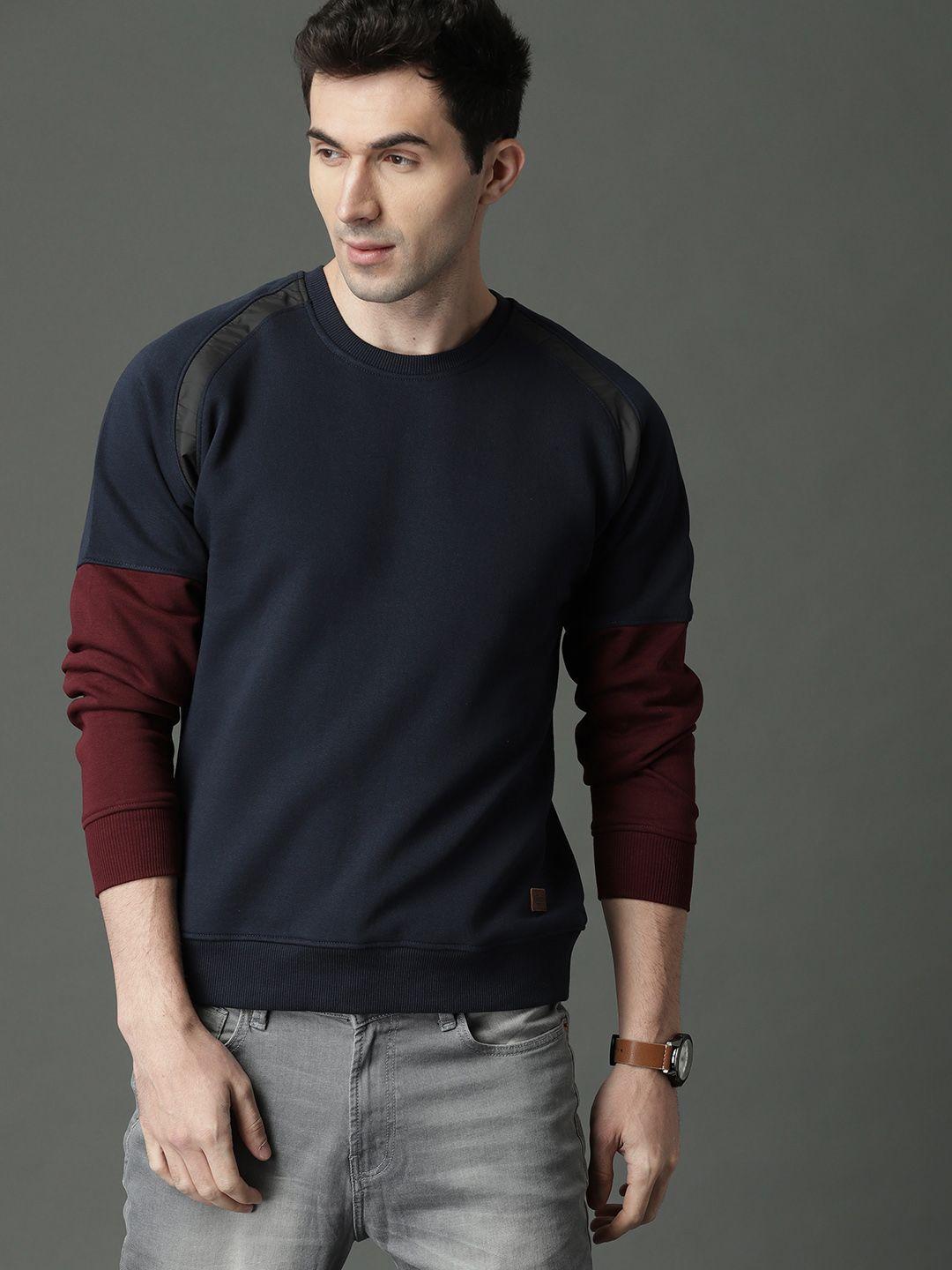 roadster men navy blue sweatshirt