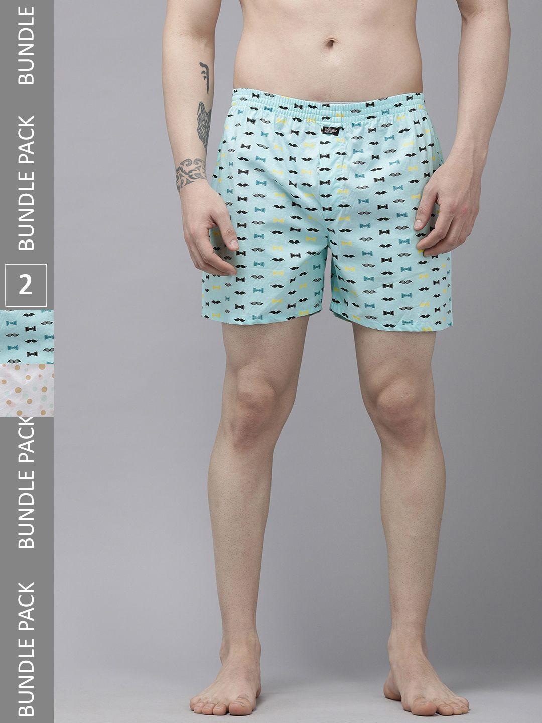 roadster men pack of 2 printed pure cotton boxers