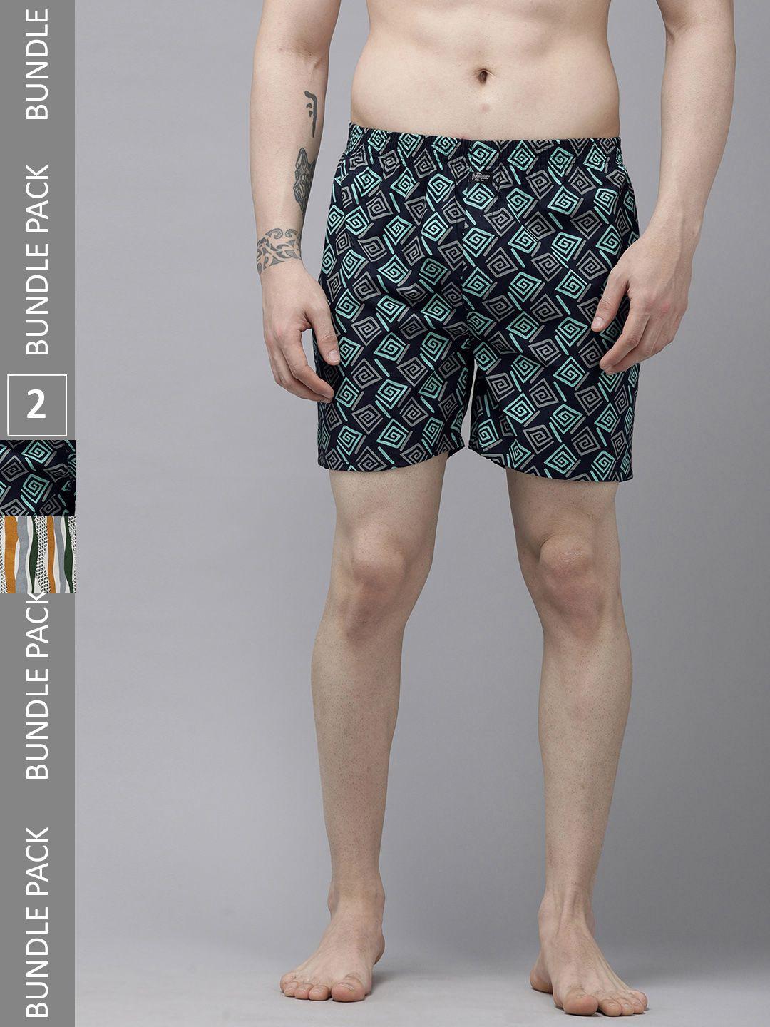 roadster men pack of 2 printed pure cotton boxers