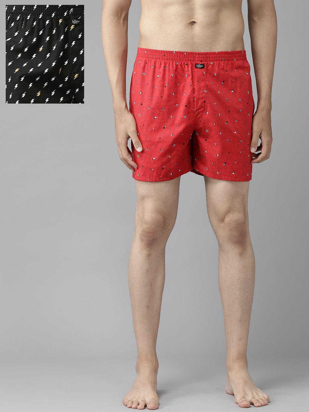 roadster men pack of 2 pure cotton printed boxers