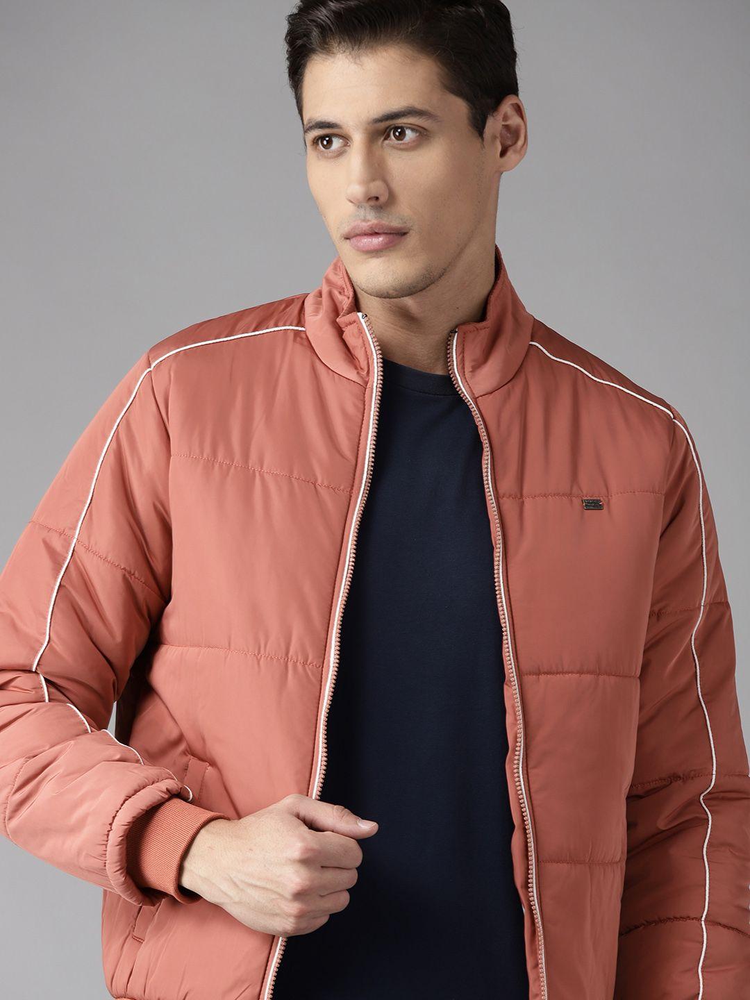 roadster men pink solid bomber jacket