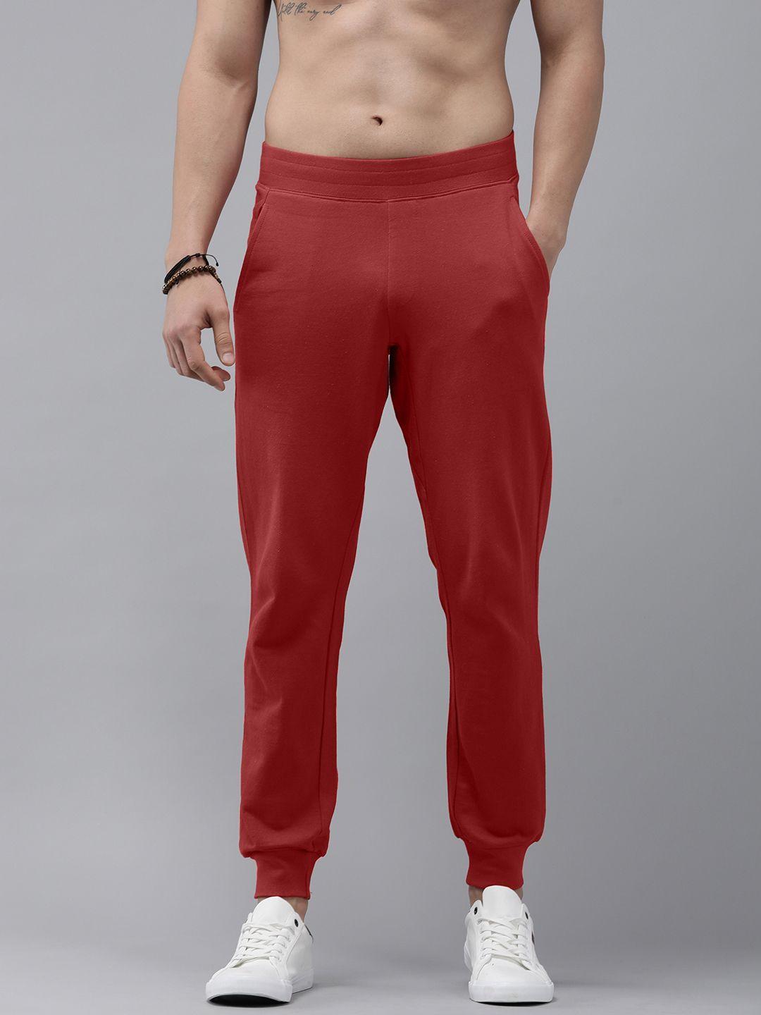 roadster men red solid joggers
