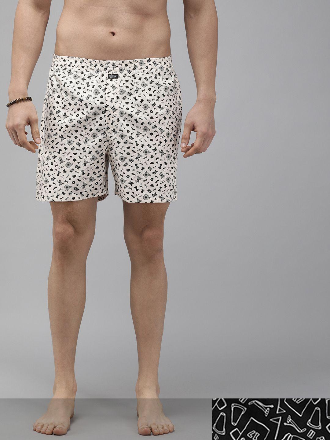 roadster men set of 2 printed cotton boxers