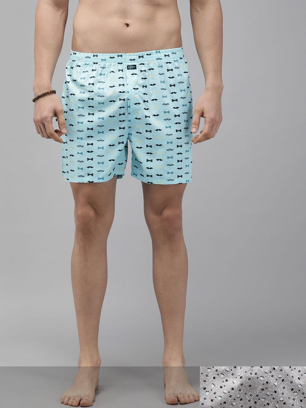 roadster men set of 2 printed cotton boxers