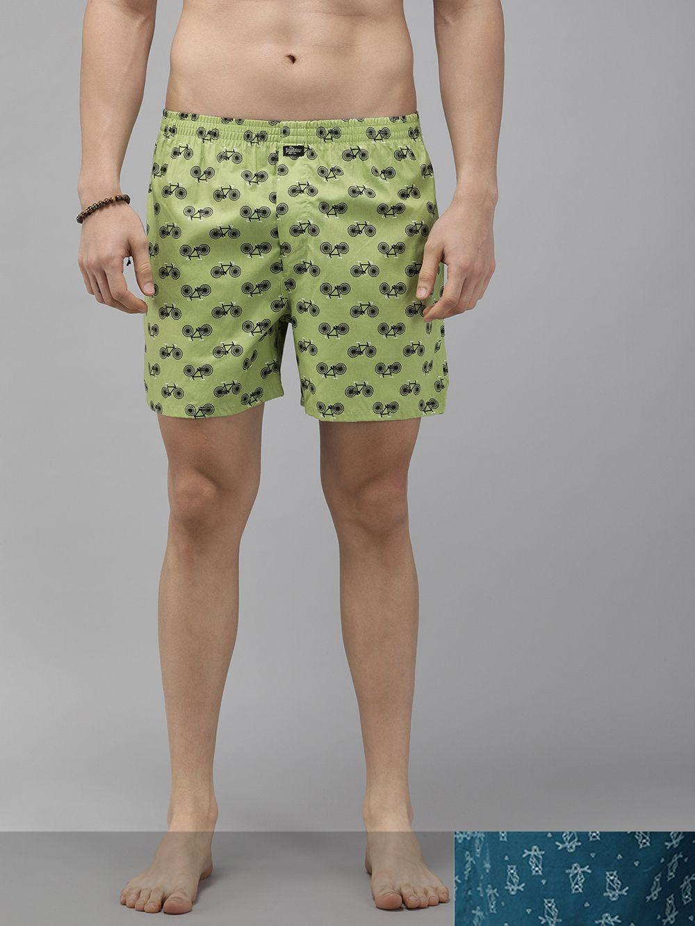 roadster men set of 2 printed cotton boxers