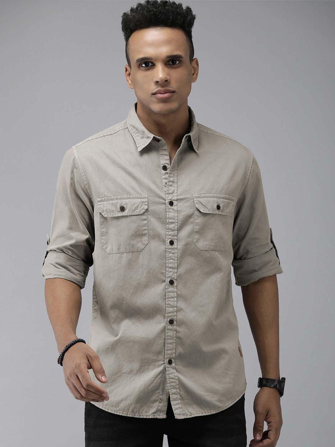 roadster men standard twill weave pure cotton casual shirt