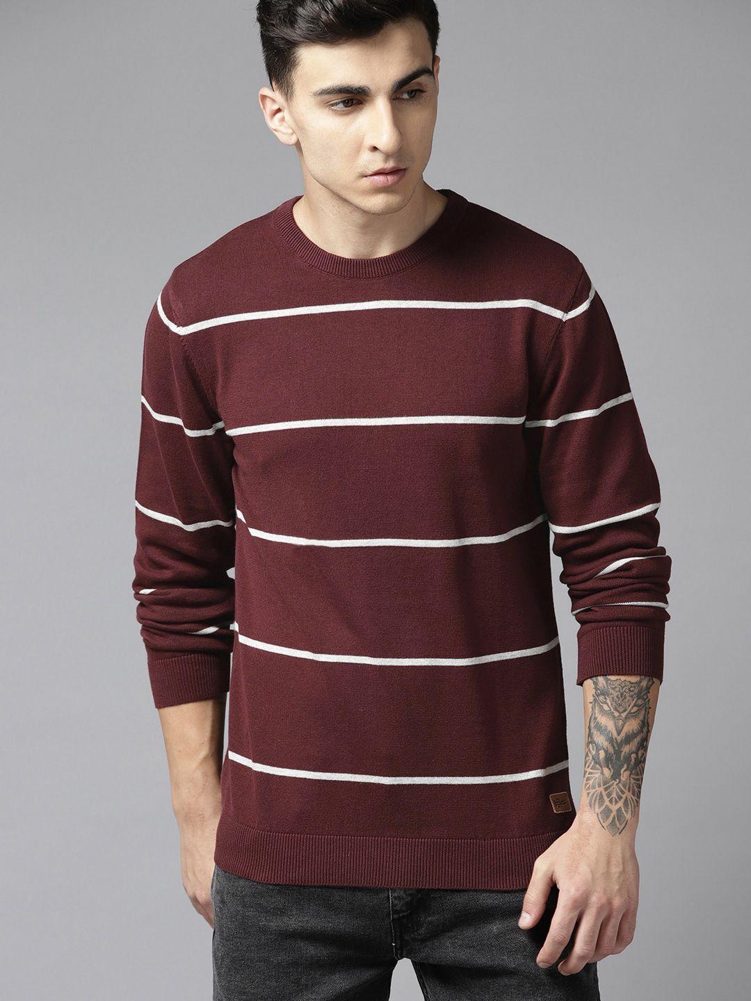 roadster men striped cotton pullover