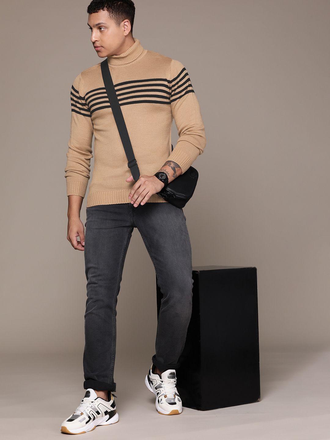 roadster men striped pullover sweater