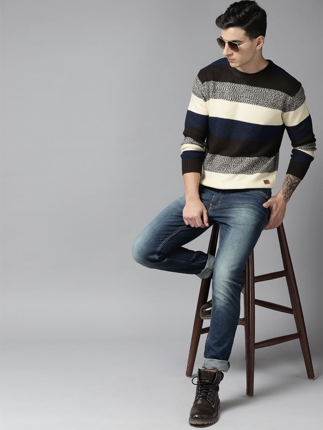 roadster men striped pullover