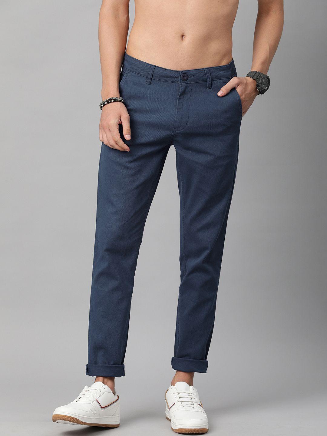 roadster men teal blue chinos trousers