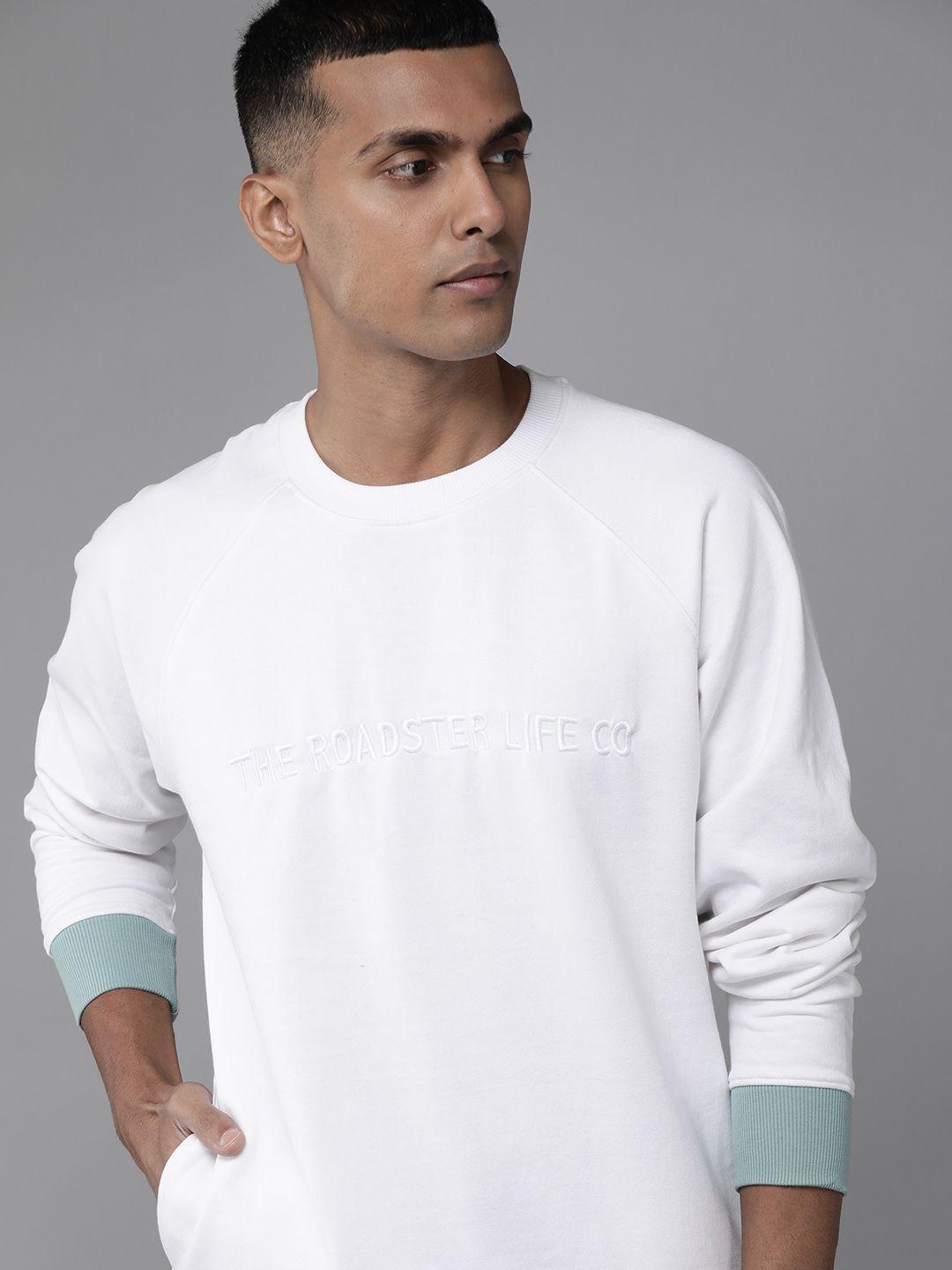 roadster men white brand logo printed sweatshirt