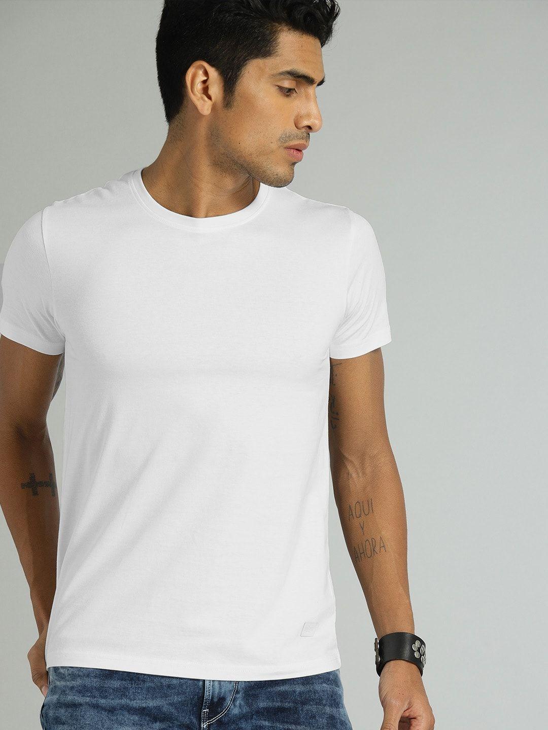 roadster men white pure cotton t-shirt