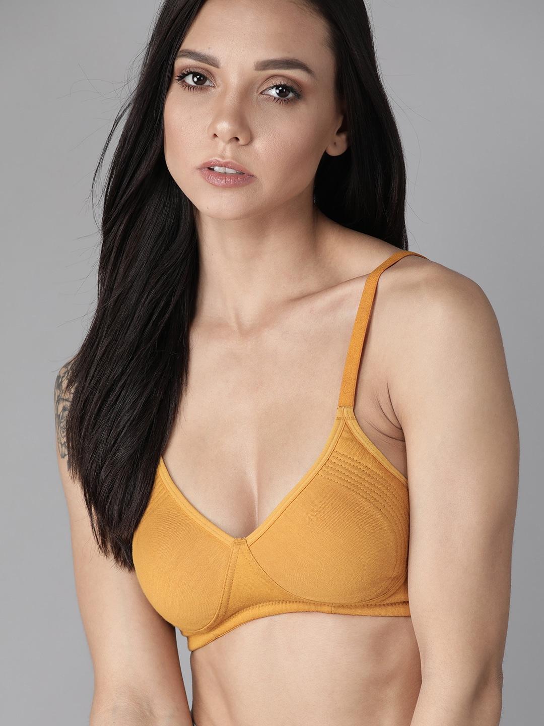 roadster mustard yellow solid non-wired non padded everyday bra rdst-paam-bra-020-r19