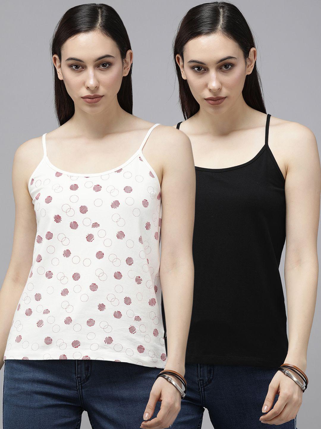roadster pack of 2 cami style tank tops in white & black