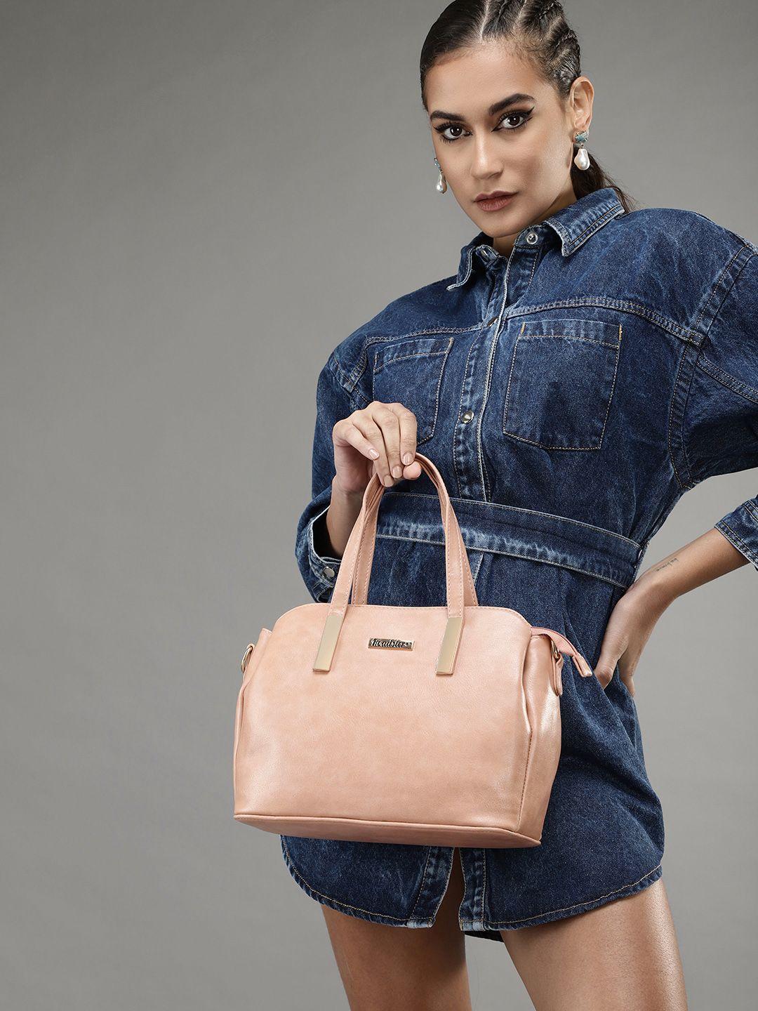 roadster peach-coloured structured handheld bag