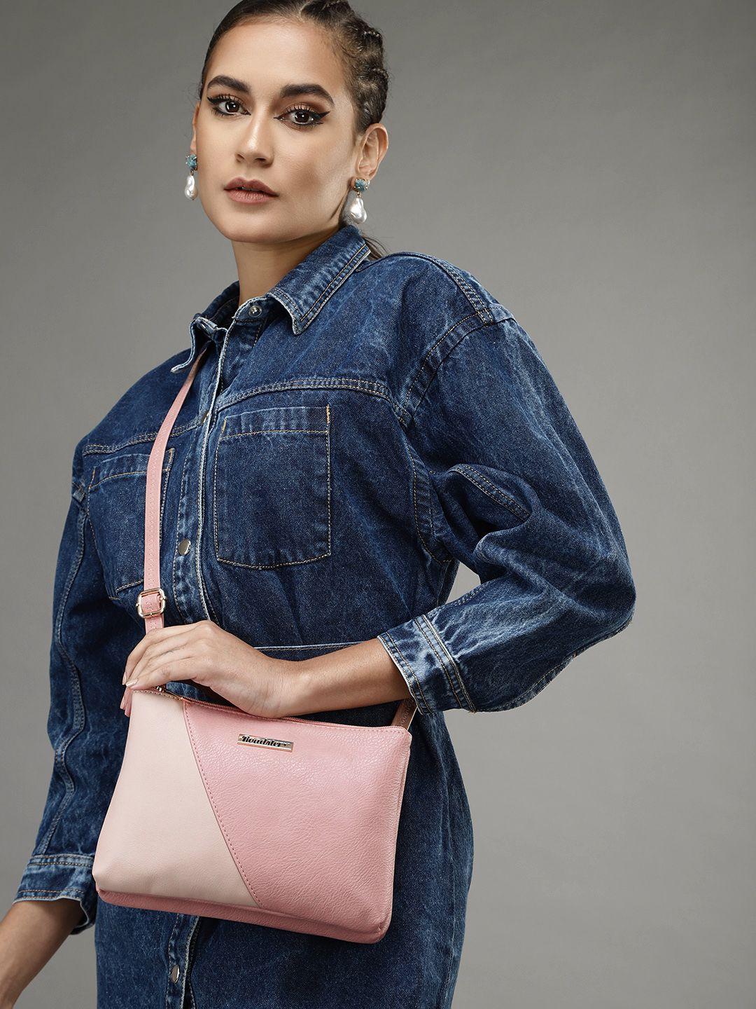 roadster pink textured structured sling bag
