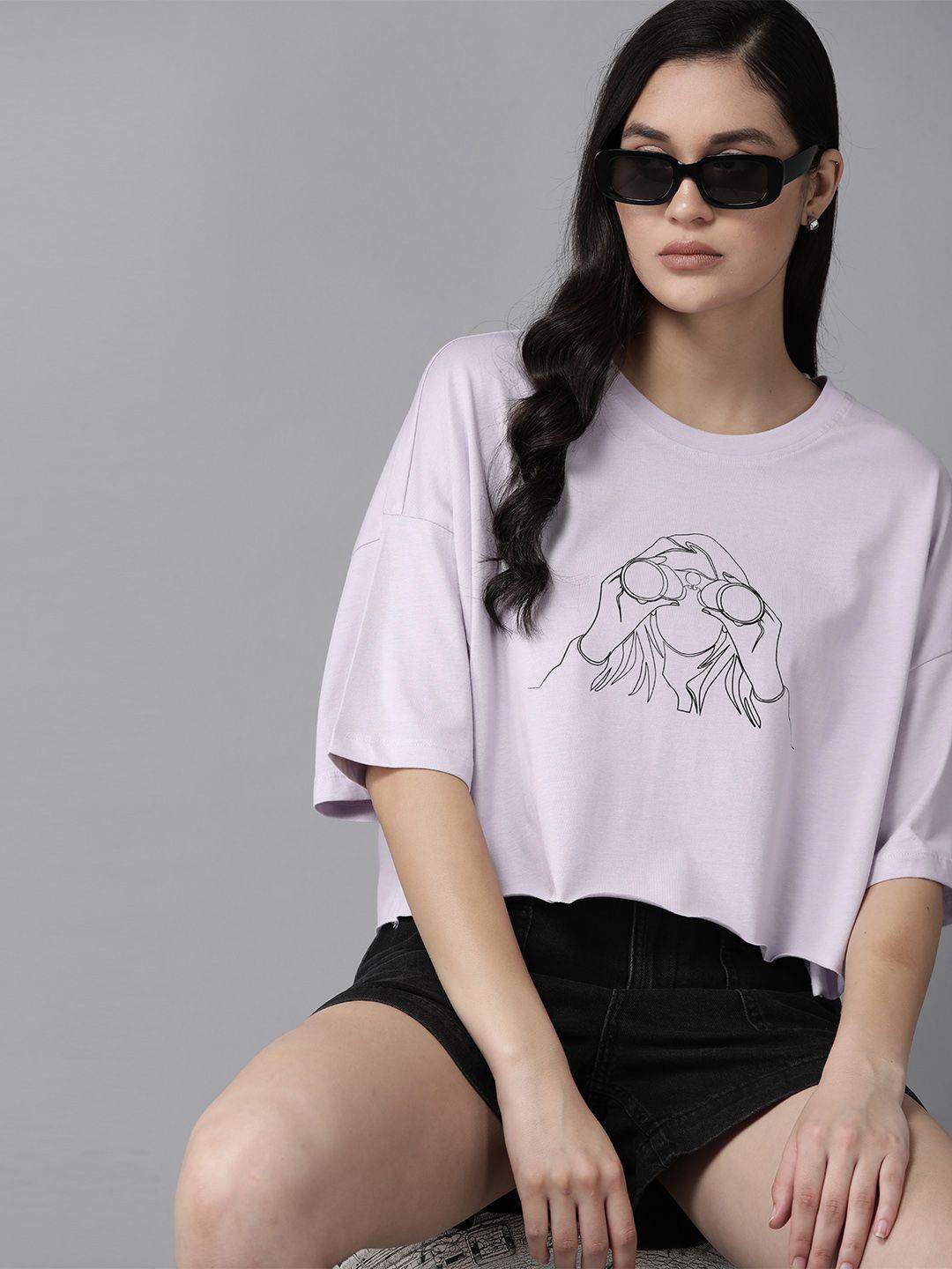 roadster printed drop-shoulder sleeves pure cotton raw edge boxy t-shirt