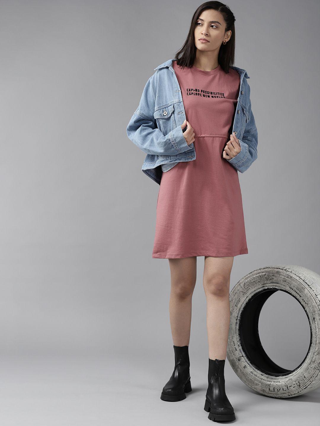 roadster rose t-shirt dress with draw cord detail